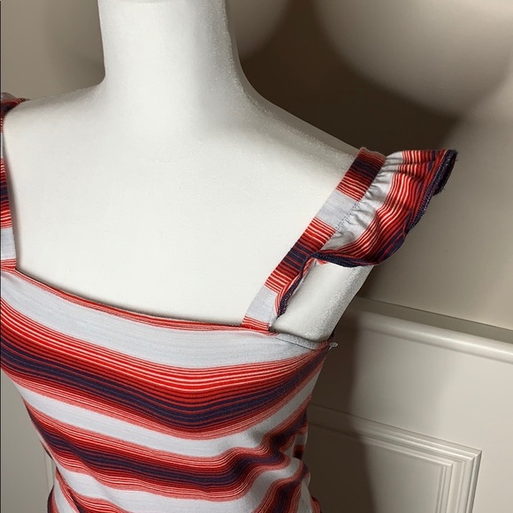 BP Stripe Ruffle Strap Crop Tank Sz M - Picture 5 of 8